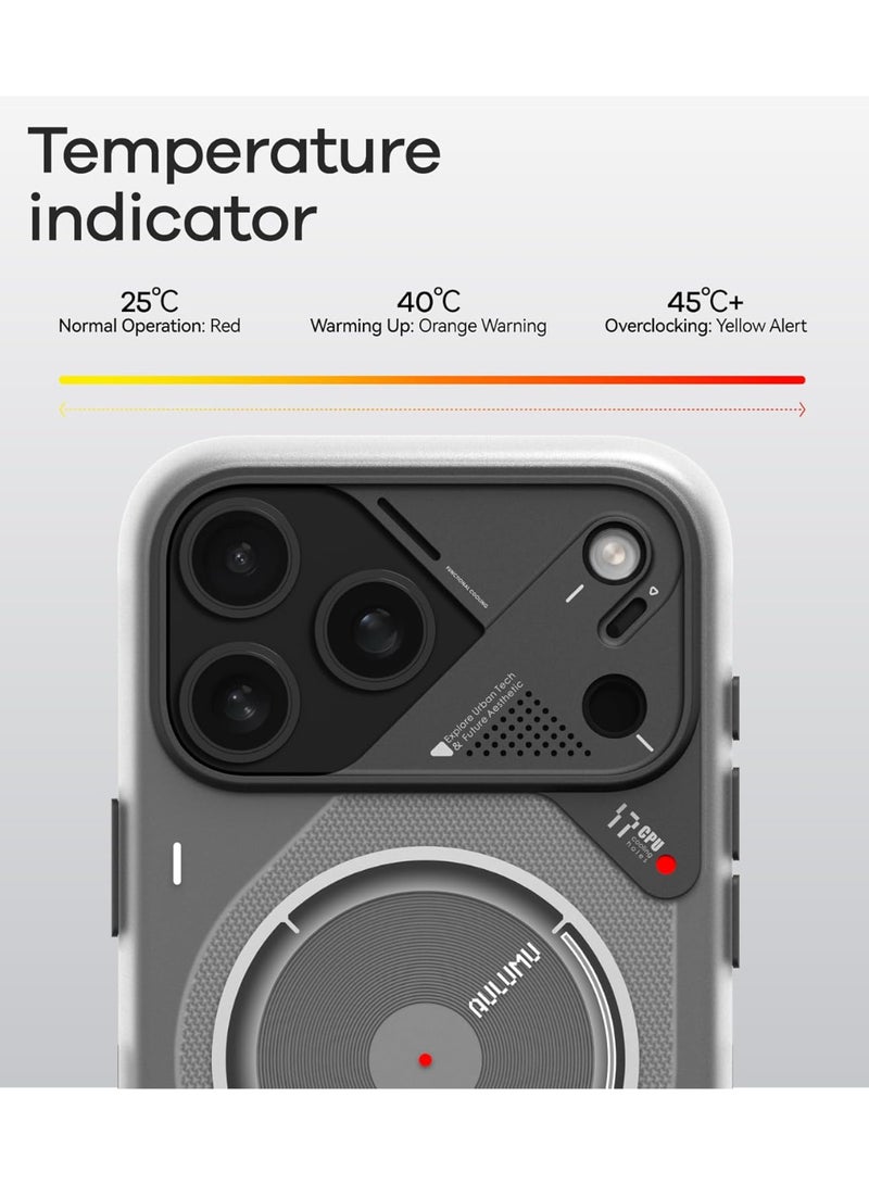 Aulumu جراب مغناطيسي حراري Aulumu A17 لهاتف iPhone 17 Pro Max | CoolHyper | مع تحكم بالكاميرا | تقنية IMD | متوافق مع Magsafe | رمادي شفاف باللمس - Image 2