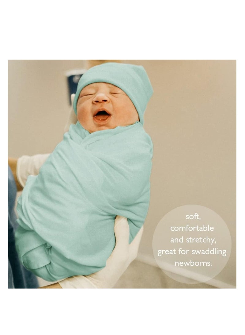 Newborn Swaddle and Headband Set Jersey Cotton Swaddle Hat Set Receiving Blanket for Baby Boy Girl  - Image 3