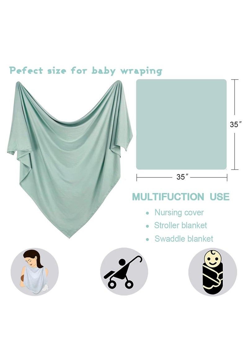 Newborn Swaddle and Headband Set Jersey Cotton Swaddle Hat Set Receiving Blanket for Baby Boy Girl  - Image 4