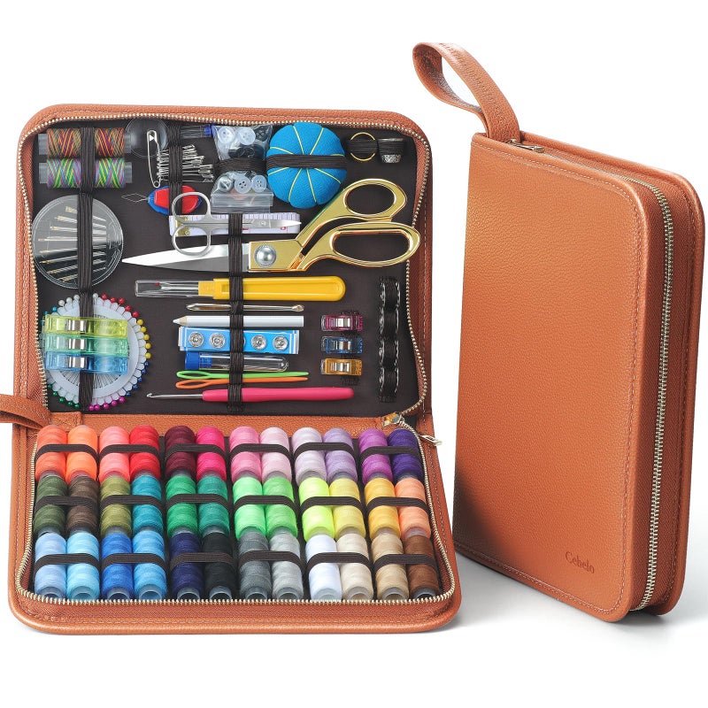 Cebelo Large Sewing Kit for Adults: 232 Pcs Sewing Supplies for Hand Mending Clothes Emergency Repair for Home Travel Dorm - 2026 Christmas Gifts for Mom Grandma Students Beginner (Brown) - Image 1