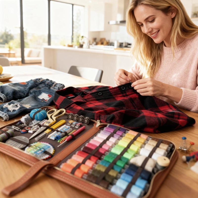 Cebelo Large Sewing Kit for Adults: 232 Pcs Sewing Supplies for Hand Mending Clothes Emergency Repair for Home Travel Dorm - 2026 Christmas Gifts for Mom Grandma Students Beginner (Brown) - Image 2