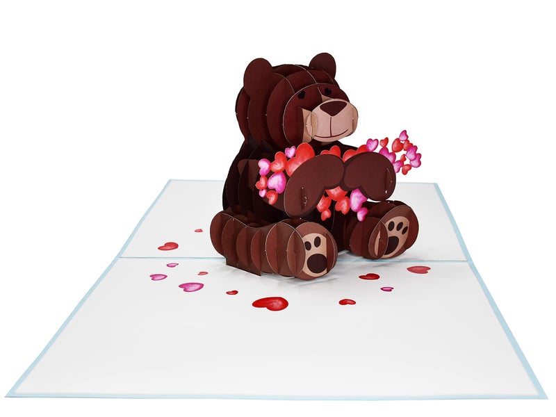 Teabug Cards Teddy Bear Hugging Hearts Pop Up 3D Birthday Card, Anniversary Card, Valentines Day Card, Mother's Day Card, Love Card - Image 5