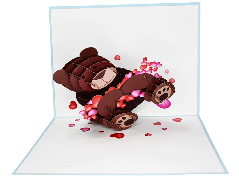 Teabug Cards Teddy Bear Hugging Hearts Pop Up 3D Birthday Card, Anniversary Card, Valentines Day Card, Mother's Day Card, Love Card - Image 4
