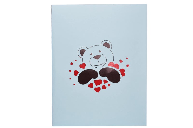 Teabug Cards Teddy Bear Hugging Hearts Pop Up 3D Birthday Card, Anniversary Card, Valentines Day Card, Mother's Day Card, Love Card - Image 3