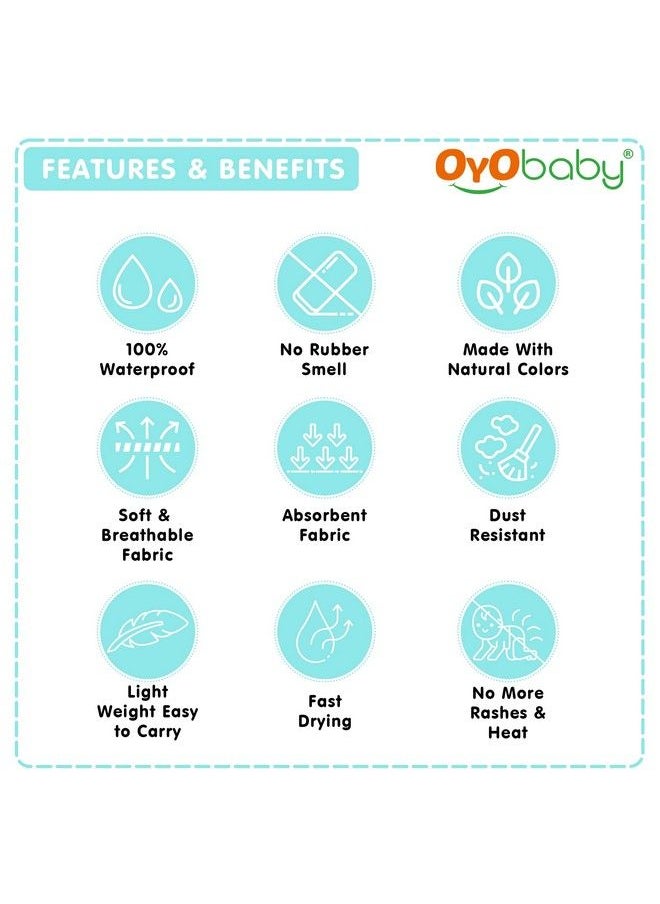 OYO BABY ملاءة سريعة الجفاف ومضادة للماء للأطفال؛ وسادة سرير؛ ملاءة واقية لسرير الأطفال الصغار (متوسطة (100 سم × 70 سم) باللون الأخضر البحري)  - Image 4