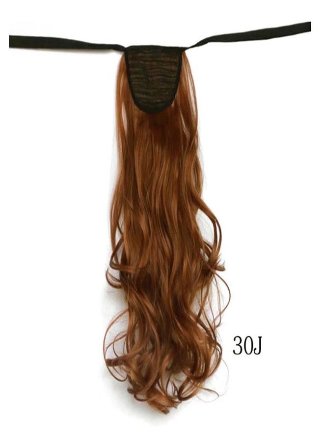 iLUU Natural Hairpiece 20" 90g Curly Wavy #30J Fashion Blonde Color Wrap Around Ponytail Clip in Hair Extensions Binding Tie up Pony Tail Long Synthetic Ponytails for Party Cosplay - Image 5