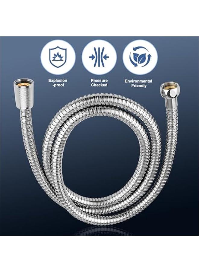 Stainless Steel Shower Hose, 63 Inches Extra Long, Handheld Shower Head with Anti-Twist Protection, Universal Replacement, Chrome - Image 2