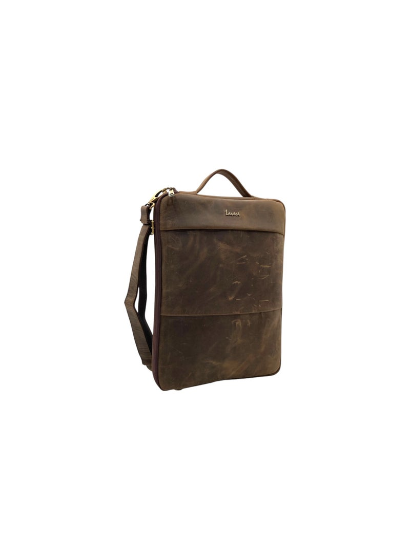LAVERI LEATHER حقيبة لاب توب لافيري للرجال - حقيبة جلدية للرسائل للمكتب - تناسب حتى لاب توب بحجم 13 إنش - حقيبة كتف مع عدة أقسام - حقيبة جلدية تنفيذية للعمل/السفر/الاستخدام اليومي - 2847 - Image 1