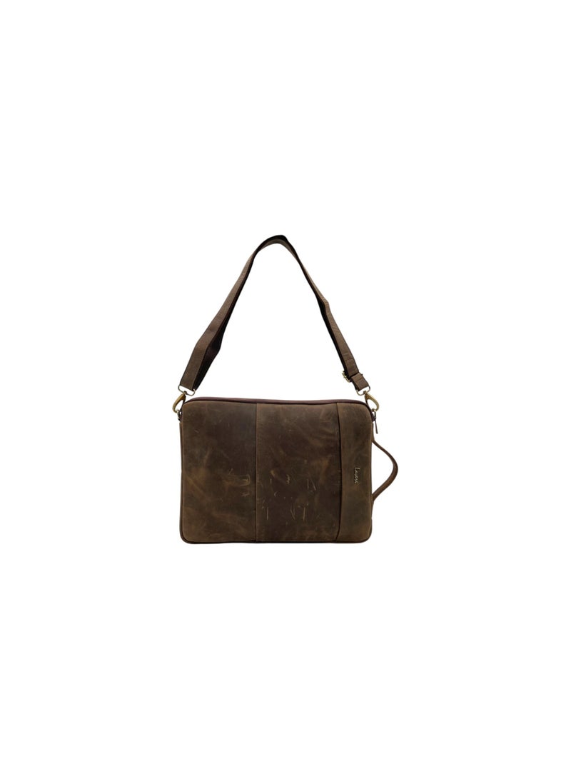 LAVERI LEATHER حقيبة لاب توب لافيري للرجال - حقيبة جلدية للرسائل للمكتب - تناسب حتى لاب توب بحجم 13 إنش - حقيبة كتف مع عدة أقسام - حقيبة جلدية تنفيذية للعمل/السفر/الاستخدام اليومي - 2847 - Image 3