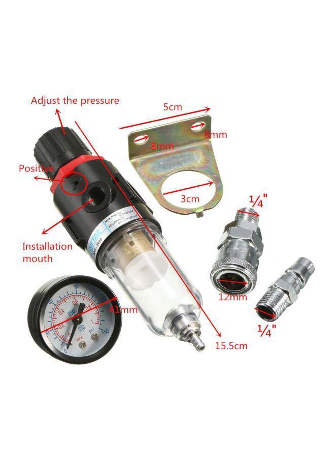 Air Compressor Filter Water Separator Trap Tools Kit With Regulator Gauge - Image 2