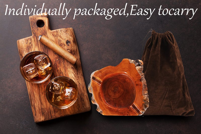 YUIRQIIN Wooden Cigar Ashtray Outdoor Indoor Ashtray and Great Gifts for Cigar Lovers, Smokers and Men Ash Tray Different Shapes and Random Delivery (2 Slots) (woods) - Image 2