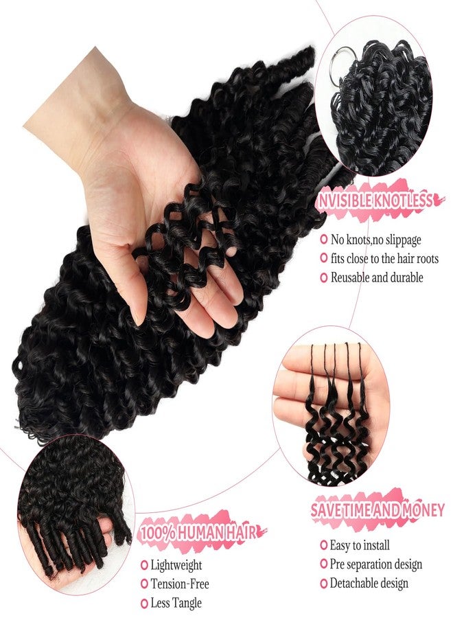 Smartinnov Crochet Human Hair for Women Jerry Curly Human Crochet Hair Pre Looped Color 1B# Feather Crochet Hair Extension Invisible Deep Wave 60g 50 Strands 14 Inch Natural Black - Image 4