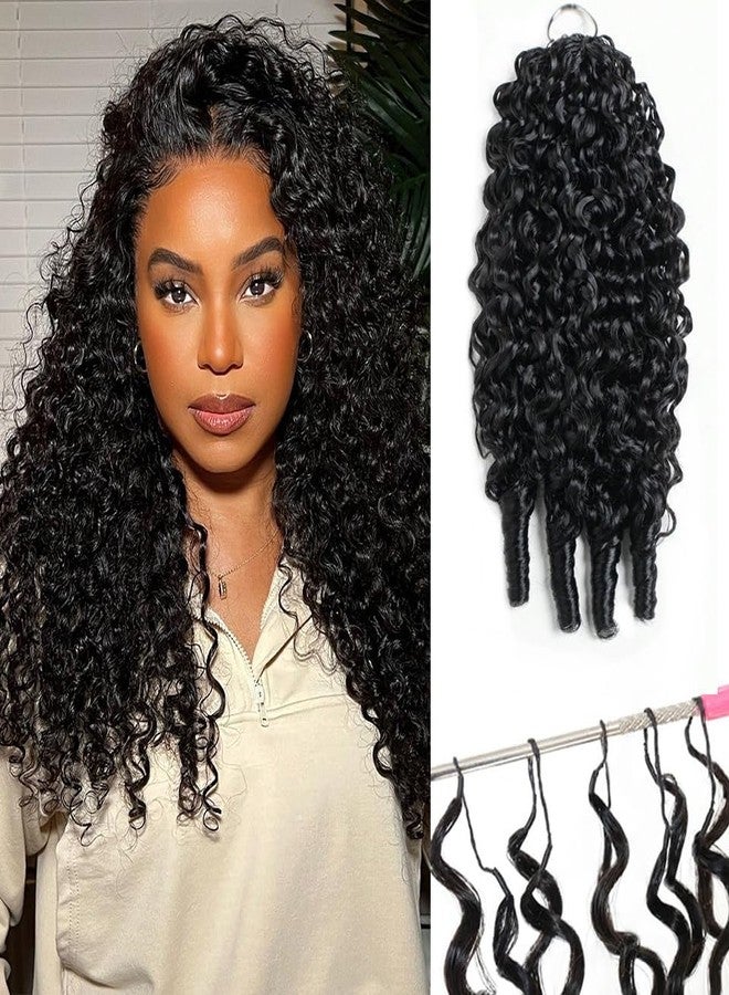 Smartinnov Crochet Human Hair for Women Jerry Curly Human Crochet Hair Pre Looped Color 1B# Feather Crochet Hair Extension Invisible Deep Wave 60g 50 Strands 14 Inch Natural Black - Image 1