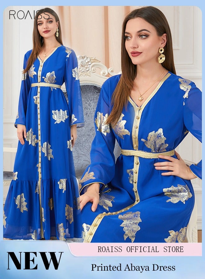 roaiss فستان ماكسي نسائي فاخر مذهب موضة عباية فستان بفتحة عنق على شكل v الشرق الأوسط العربي مأدبة حفل زفاف فستان نسائي ملابس عطلة - Image 1