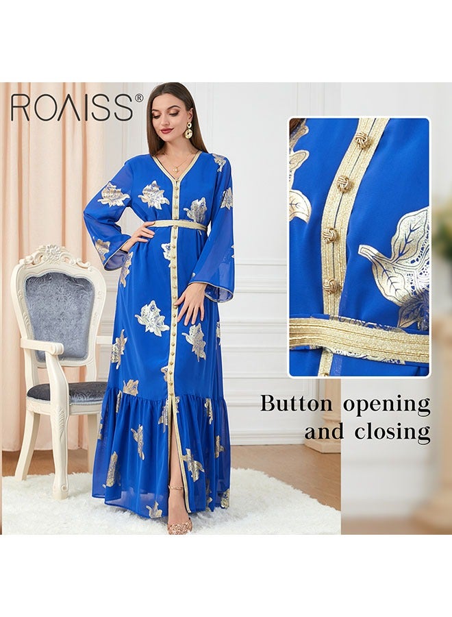 roaiss فستان ماكسي نسائي فاخر مذهب موضة عباية فستان بفتحة عنق على شكل v الشرق الأوسط العربي مأدبة حفل زفاف فستان نسائي ملابس عطلة - Image 4