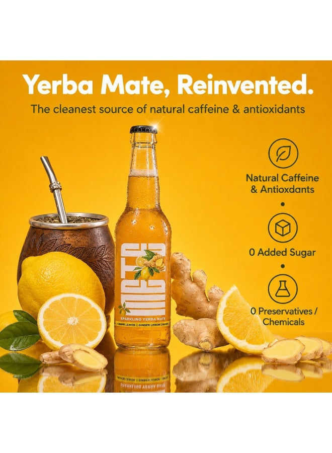 METE Sparkling Yerba Mate - Ginger Flavor - Pack - 4 x 330ml - Natural Caffeine Drink - Antioxidants - No Preservatives - UAE - Image 2