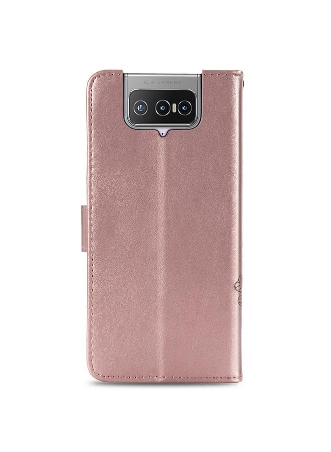 Green Tiger Case For Asus Zenfone 7 / 7 Pro Four-leaf Clasp Embossed Buckle Mobile Phone Protection Leather Case with Lanyard & Card Slot & Wallet & Bracket Function - Image 3