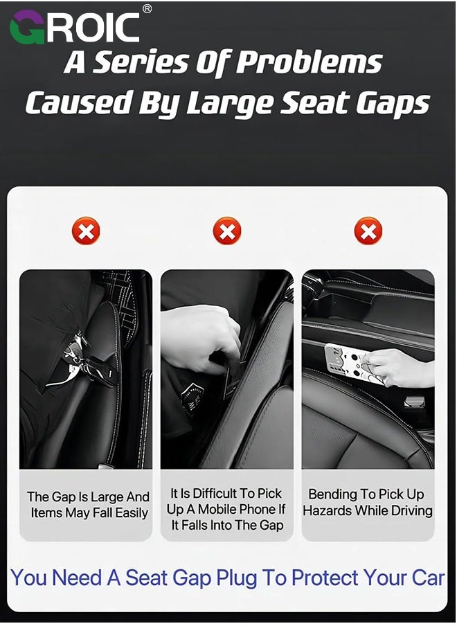 GROIC 2 Pcs Car Seat Blocker, Car Seat Gap Filler, Car Grout Filler Organiser Between Seats, Portable Car Seat Organiser Space Saving Storage Box for Trucks, SUVs, Vs - Black  - Image 3
