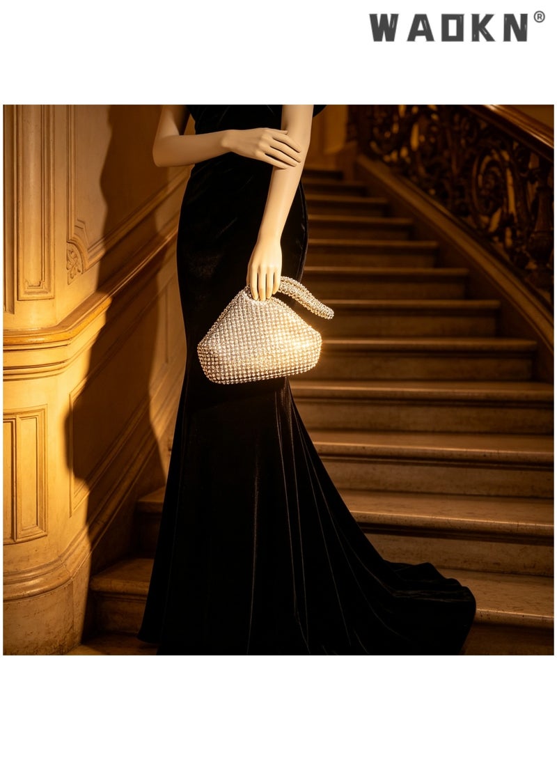 WAOKN Women's Silvery Zipper Clasp Sequin Landmine Teardrop Evening Clutch, Japanese & Korean Style Sparkly Formal Party Handbag for Banquet, Wedding & Evening Events - Image 4