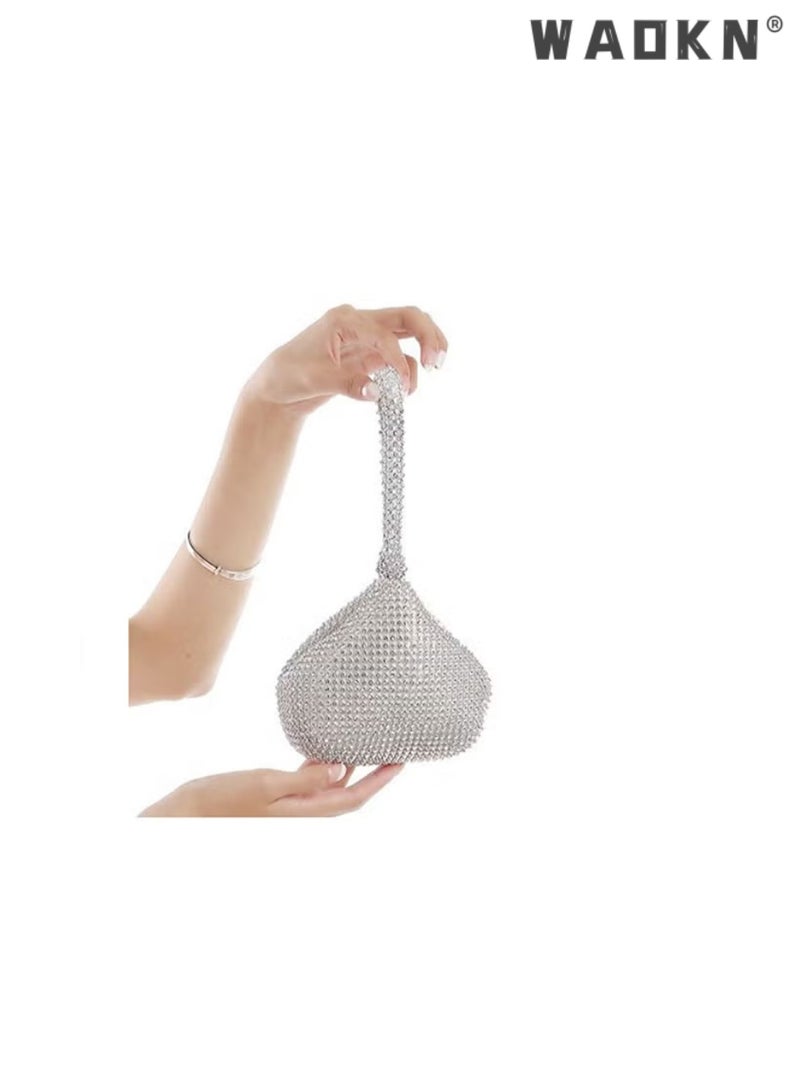 WAOKN Women's Silvery Zipper Clasp Sequin Landmine Teardrop Evening Clutch, Japanese & Korean Style Sparkly Formal Party Handbag for Banquet, Wedding & Evening Events - Image 5