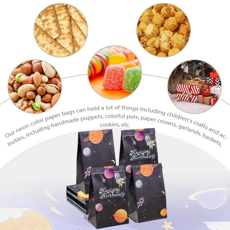 VGOODALL 24 Pack Party Favor Bags with Stickers, 4.7" x 3.1" x 8.7" Outer Space Theme Goodie Treat Bags Bulk for Kids Birthday School Events Gift Packaging Supplies - Image 5