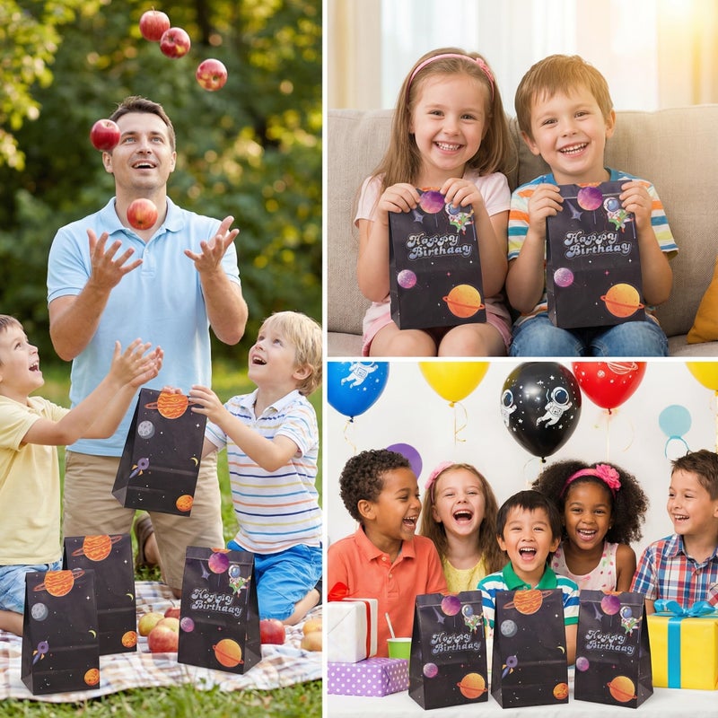 VGOODALL 24 Pack Party Favor Bags with Stickers, 4.7" x 3.1" x 8.7" Outer Space Theme Goodie Treat Bags Bulk for Kids Birthday School Events Gift Packaging Supplies - Image 3