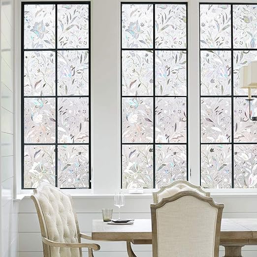 Elton Window Privacy Film, Static Cling, Non-Adhesive, 3D Rainbow Design, Anti-UV, Decorative Window Covering (Lotus Rainbow, 16 x 60 Inches) - Image 2