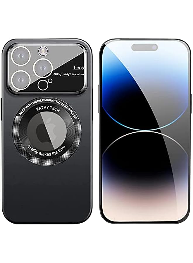 HuHa EURCRBU Magnetic Matte PC Case for Apple 14 Pro, MagSafe Compatible, Camera Lens Tempered Glass Protection, Compatible with (2022) iPhone 14 Pro 6.1 Inch Cover-Black  - Image 1