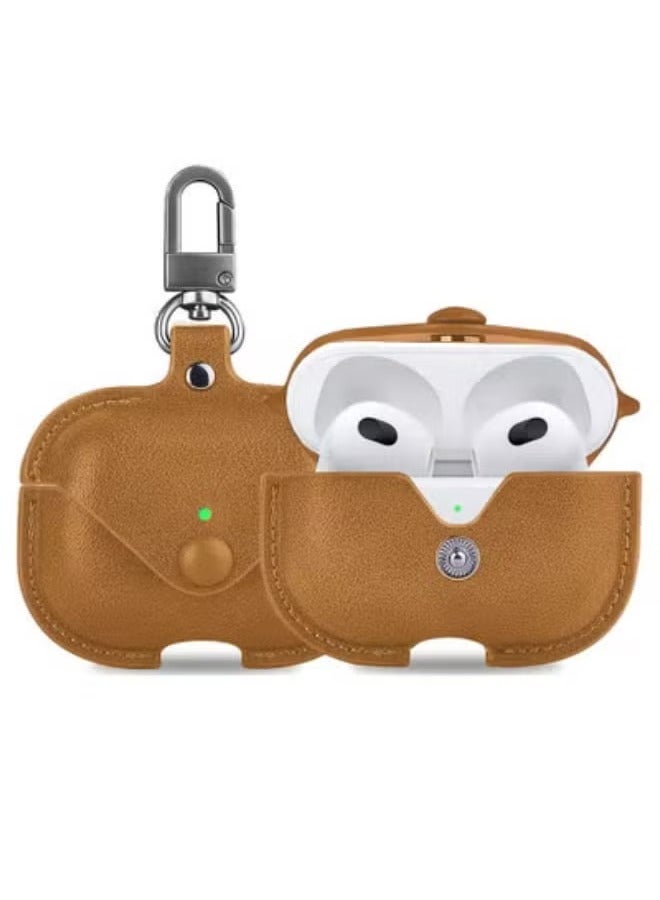 SHOPI AirPods Pro Case Leather Pocket, Full Cover Protective Earbuds Earpods, Perfect Fit for Apple AirPods Pro (Brown) 