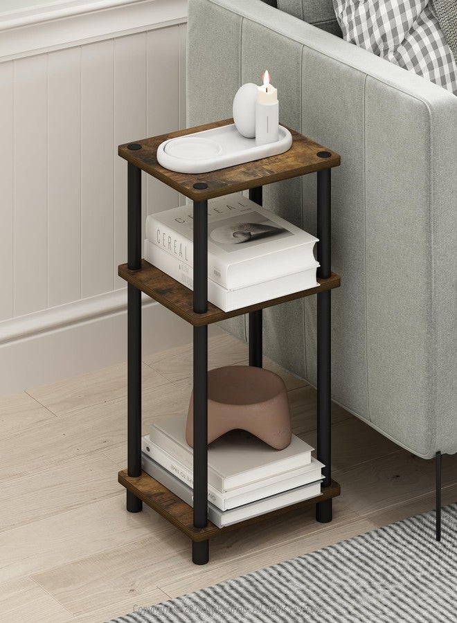 Furinno Just 3-Tier Turn-N-Tube End Table, 1-Pack, Amber Pine/Black - Image 2