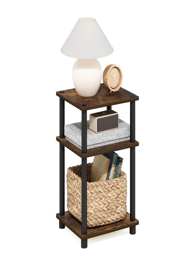 Furinno Just 3-Tier Turn-N-Tube End Table, 1-Pack, Amber Pine/Black - Image 1