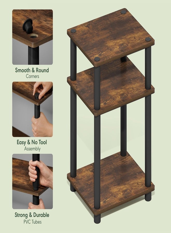 Furinno Just 3-Tier Turn-N-Tube End Table, 1-Pack, Amber Pine/Black - Image 4
