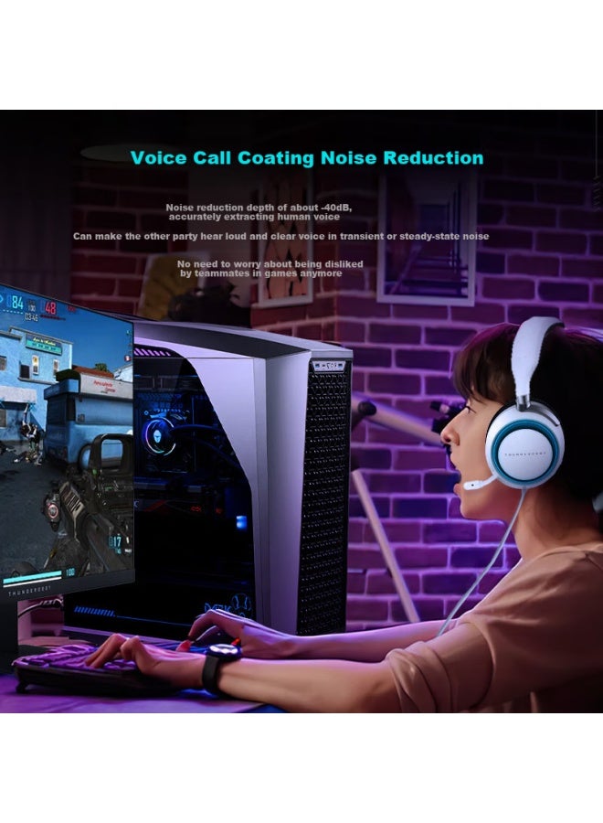 Thunderobot Silver Wing Wired Gaming Headset Hg503 Pro Ai-enc Noise Cancelling Rgb Light Effect Computer Headset With Mic Esports Headset Chicken Dinner Headset Valentine's Day Gift - Image 2