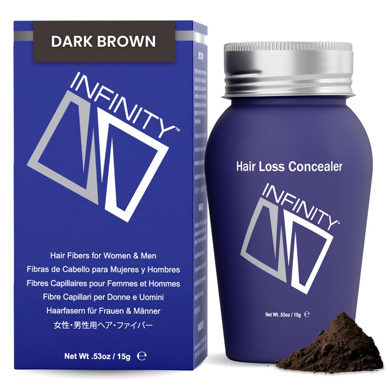 INFINITY Hair Fibers Dark Brown for Thinning Hair for Women Men 100 Undetectable Hair Building Fiber Powder Conceal Hair Loss in 15 Seconds 15g