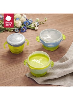 Babycare Babycare - Suction Bowls Set, Monin Blue, BPA-Free, 3-Piece Set, Anti-Spill Bowl, Snack Bowl, Sealed Bowl, Non-Toxic, Safe for Babies, Microwave Safe, Easy to Clean, Ideal for Toddlers  - Image 3