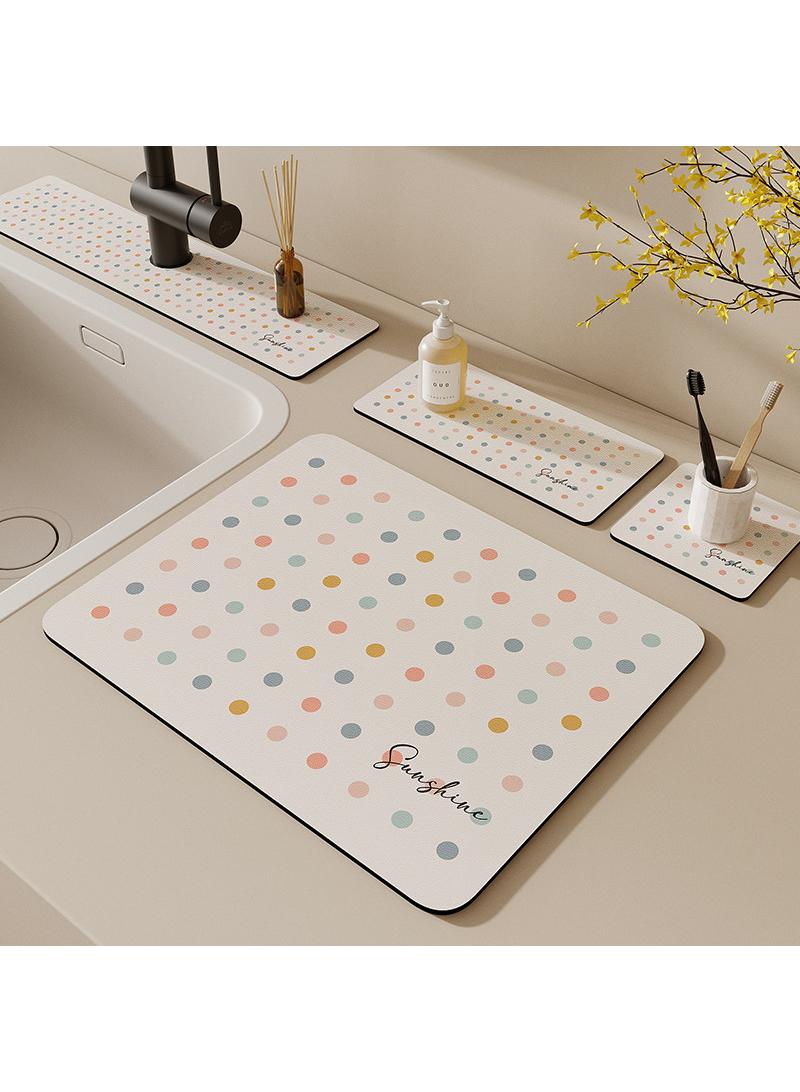 general Set Of 4 Cartoon Wash Basin Water Absorption Pad  Bathroom Countertop Faucet Drain Pad  Washbasin Sink Diatom Splash Proof Cup Mat - Image 1