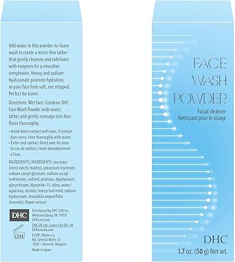 DHC Face Wash Powder Facial Cleanser Exfoliating Moisturising Colorant and Fragrance Free Vegan Travel Friendly Botanical 50g - Image 4