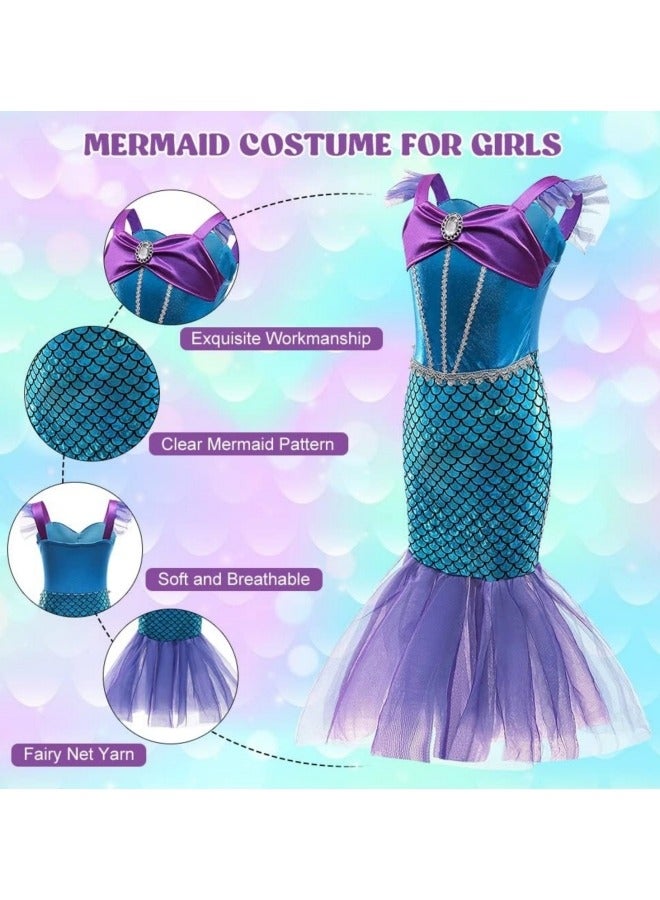 GGEROU Mermaid Princess Dress Up,Girls Mermaid Dress,Girls Party Cosplay,Princess Birthday Dress,Kids Costume Cosplay,Mermaid Skirt+Accessories  - Image 2