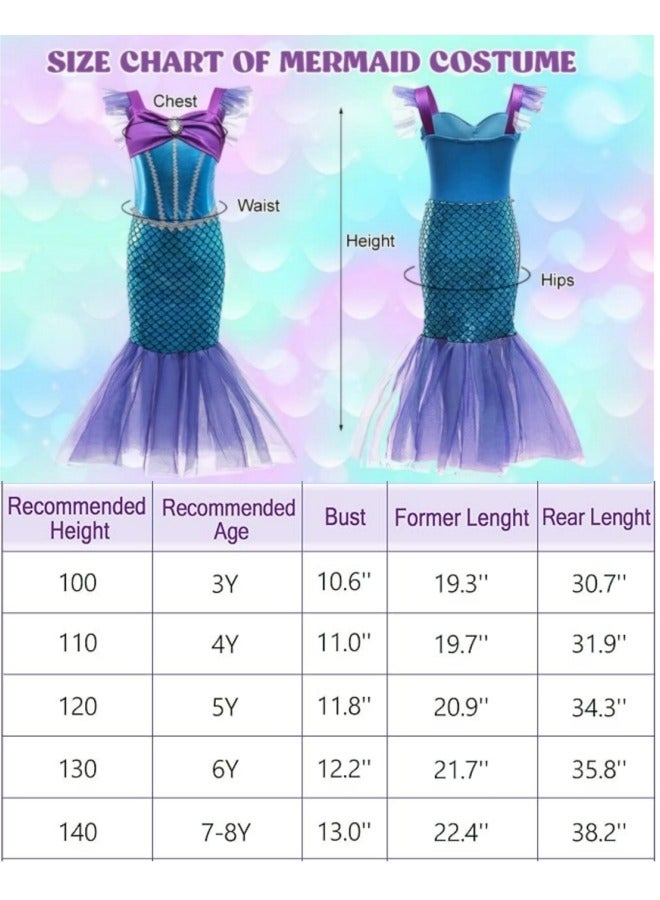GGEROU Mermaid Princess Dress Up,Girls Mermaid Dress,Girls Party Cosplay,Princess Birthday Dress,Kids Costume Cosplay,Mermaid Skirt+Accessories  - Image 3
