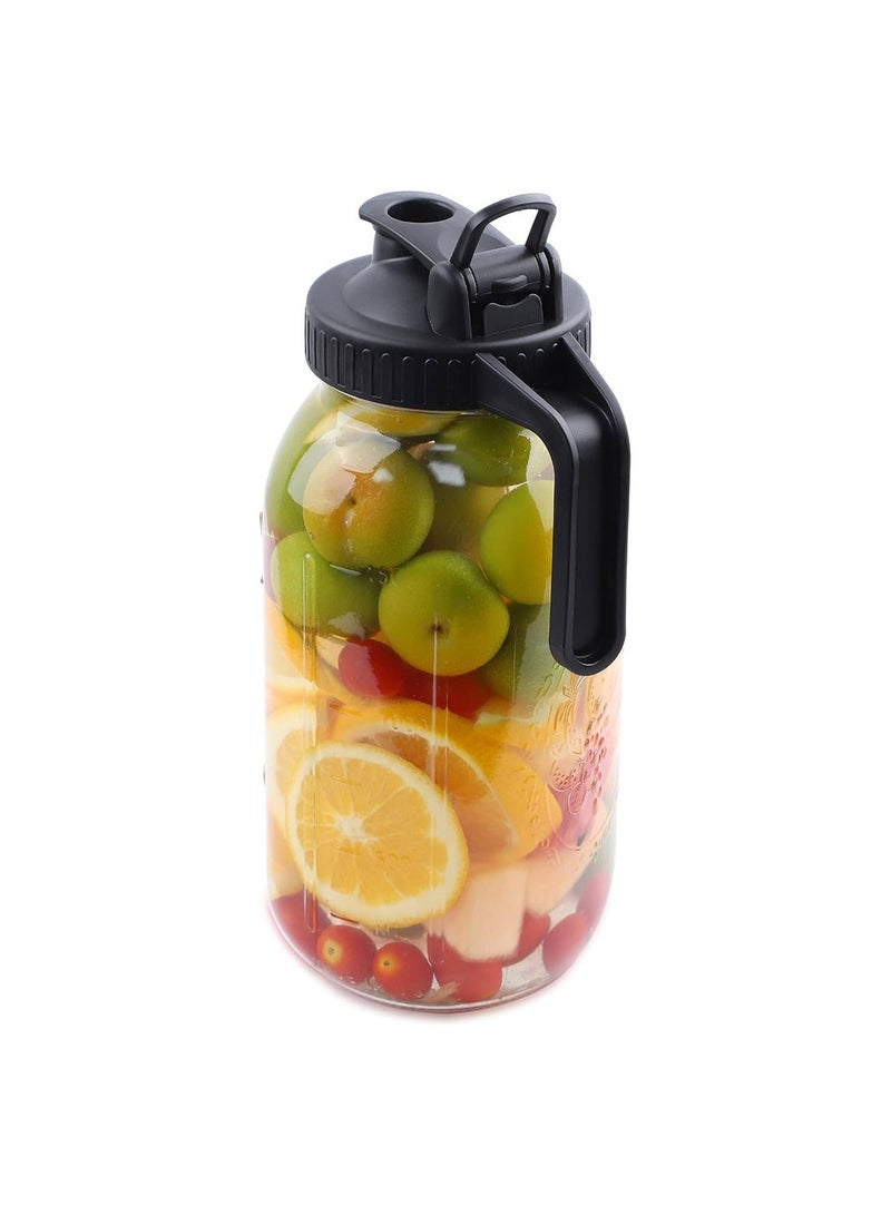 Cool Baby 3 Pack Jar Pitcher 64 OZ Wide Mouth Jars Wide Mouth  Jar with Lid Handle Glass Bottles Beverage Bottles Juice Bottles Grain Storage Jars - Image 1
