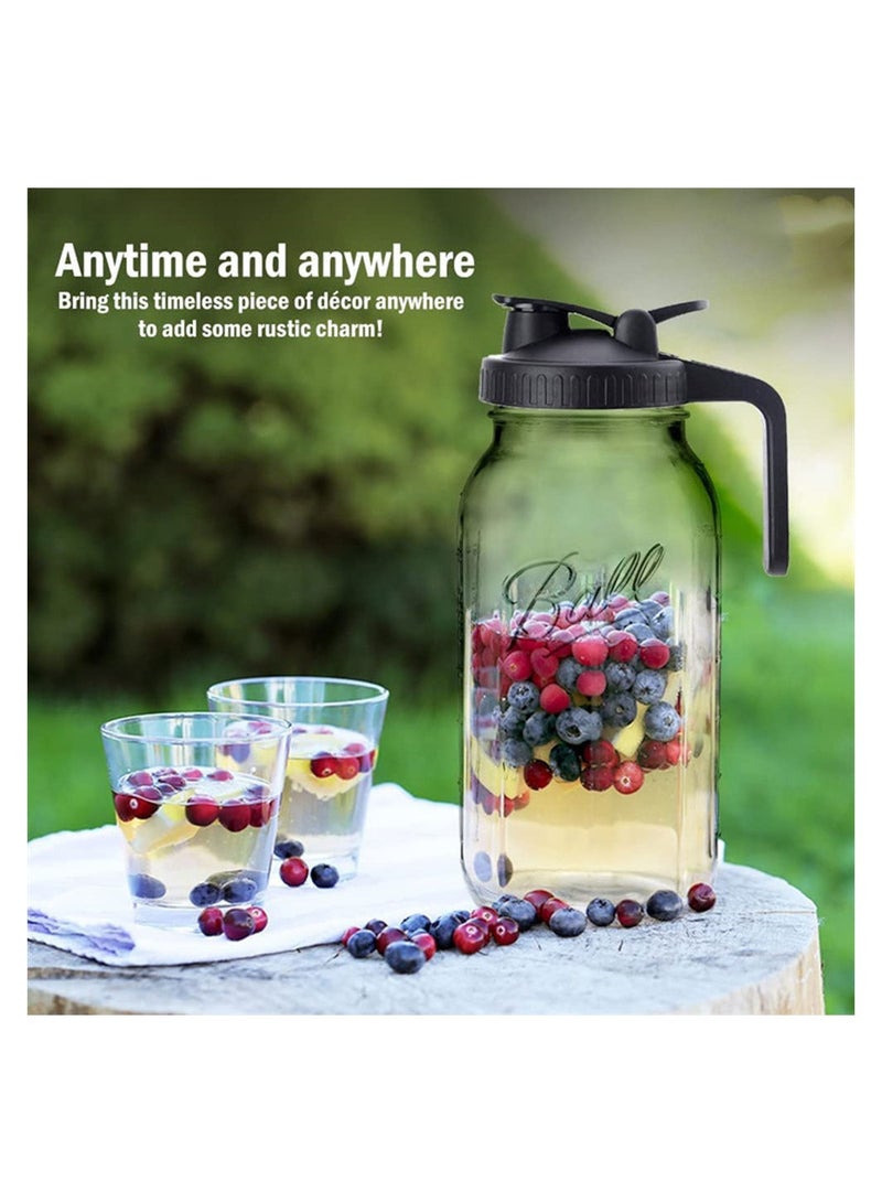 Cool Baby 3 Pack Jar Pitcher 64 OZ Wide Mouth Jars Wide Mouth  Jar with Lid Handle Glass Bottles Beverage Bottles Juice Bottles Grain Storage Jars - Image 5