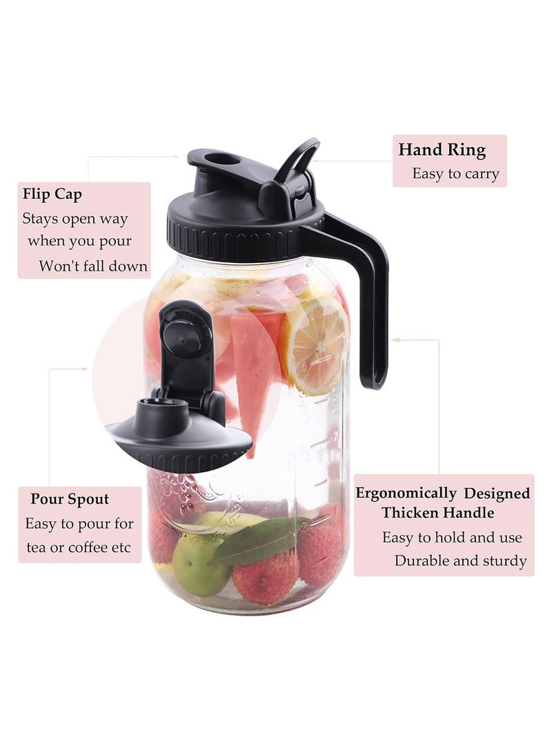 Cool Baby 3 Pack Jar Pitcher 64 OZ Wide Mouth Jars Wide Mouth  Jar with Lid Handle Glass Bottles Beverage Bottles Juice Bottles Grain Storage Jars - Image 2