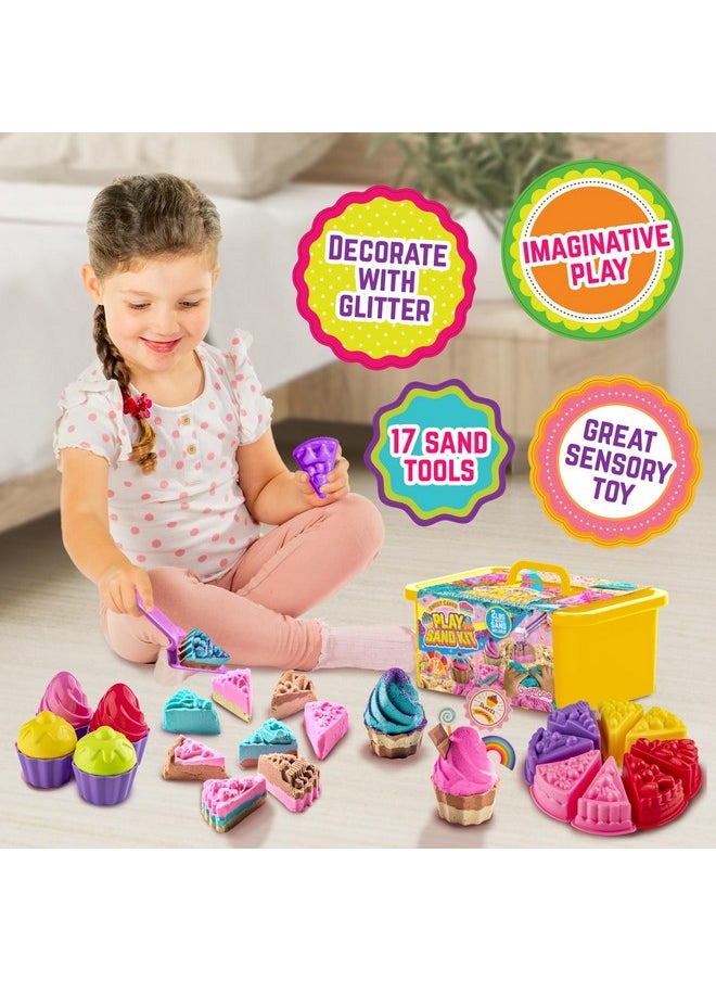 جيرل زون مجموعة رمل قابلة للتشكيل من Sweet Cakes - رمل 2 رطل و17 أداة صندوق رمل للأطفال الصغار من سن 3 إلى 5 سنوات  - Image 3