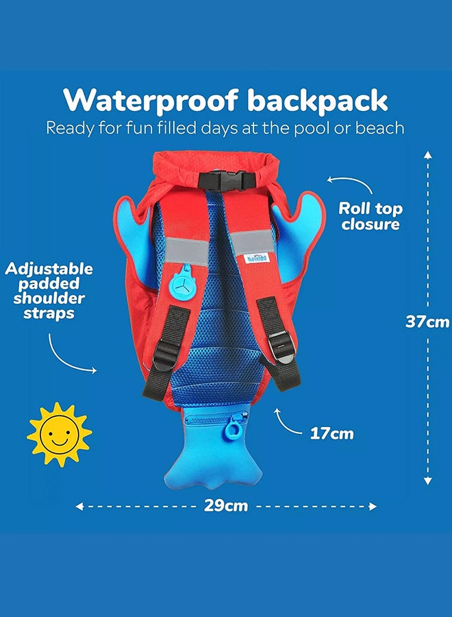 Trunki PaddlePak Coral Tropical Fish Red Waterproof Swim Bag for Kids, Roll-Top Beach Backpack with Water-Resistant Storage for Swimming - Image 3