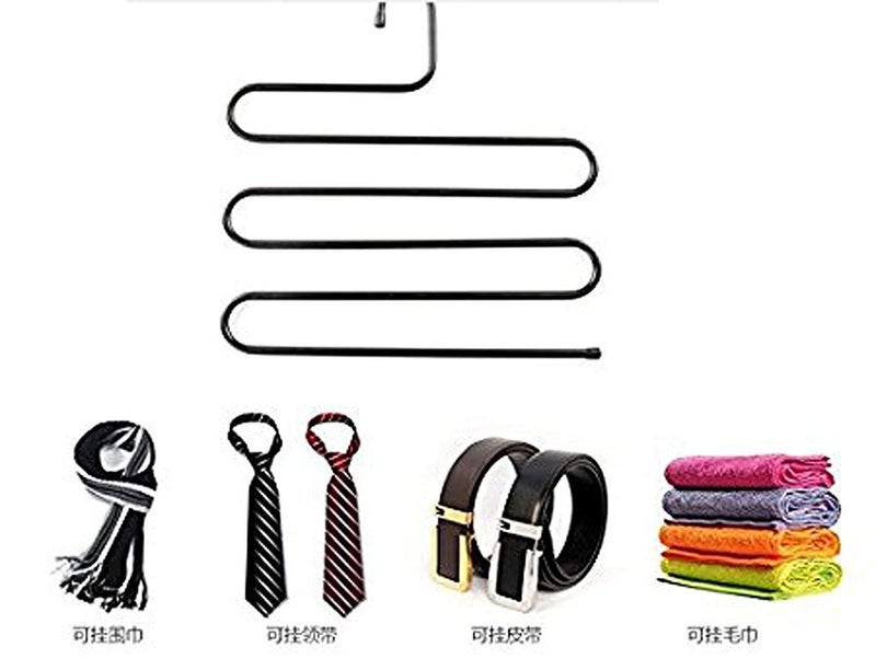 Everbuy Iron Stainless Steel s Multi-Layered Pants Rack, Pants Hanger Rack Multifunction S-Type Magic Pants Rack Lengthened (Multicolor, Pack of 6) - Image 4