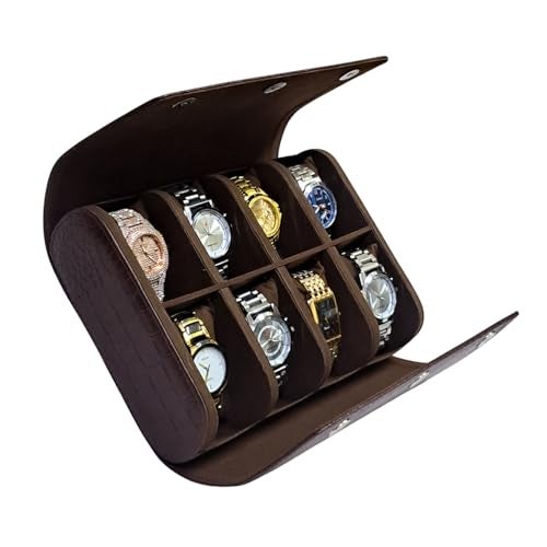 essart 8-Slot Travel Watch Roll – Premium PU Leather Organizer for Men & Women – Portable Scratch-Resistant Watch Storage Case for Travel & Collectors - Image 1