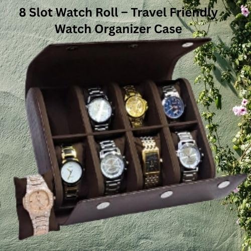 essart 8-Slot Travel Watch Roll – Premium PU Leather Organizer for Men & Women – Portable Scratch-Resistant Watch Storage Case for Travel & Collectors - Image 5