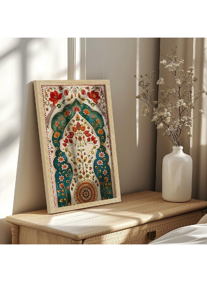 ArtX لوحات مدهوباني الورقية من ArtX مع إطار لتزيين المنزل، لوحة جدارية لغرفة المعيشة، متعددة الألوان، إطارات بلون الخشب الطبيعي، 12.0x18.0 بوصة، مجموعة من 3 - Image 4