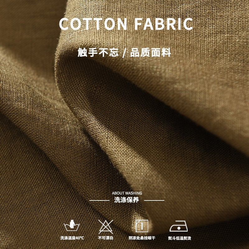 3583 new pure linen mens casual pants Japanese retro straight Joker literary casual pants fashion a generation of hair hemp natural color - Image 5