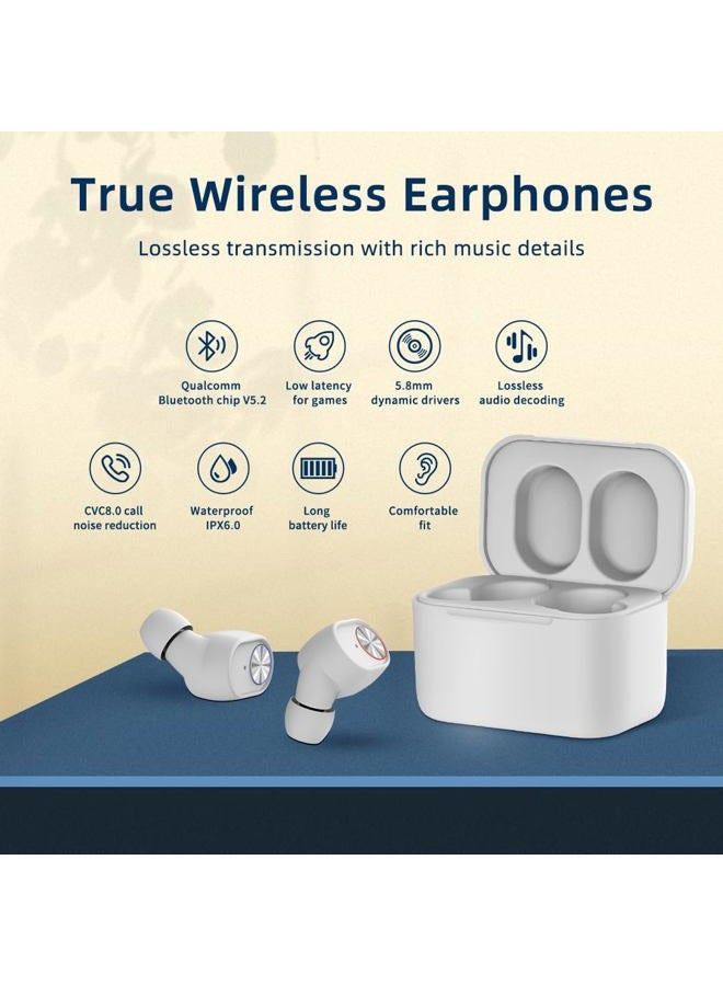SoundMAGIC T60BT True Wireless Earphones in Ear Bluetooth Headphones with Microphone HiFi Stereo Sports Earbuds Waterproof White - Image 2